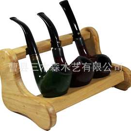 中式多位实木烟斗置物架复古木质立式烟斗展示架家用桌面烟斗支架