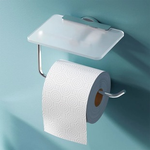 Factory Cross-Border Supply of 55021B-Cr Flat Toilet Paper Holder Glass Platform Paper Towel Holder Roll Paper Holder