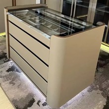 珠宝展柜古典玻璃柜不锈钢圆形珠宝展示柜半圆椭圆形展柜台定制工