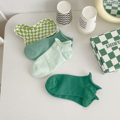 Pure Color Socks Women's Short Socks Spring and Summer Korean Version Japanese Style Rolled Edge Lady Boat Socks Thin Rolled Edge Blue Short Socks