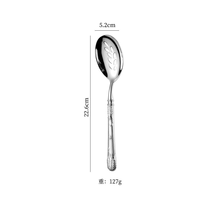 鍛造 304 ステンレス鋼小麦穂 5 ピース食器セットクロスボーダーレリーフ高級ホテルステーキナイフ、フォーク、スプーン家庭用|undefined