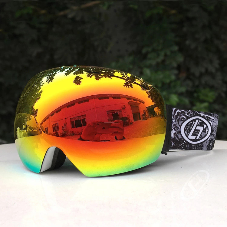 Cross-border frameless double-layer anti-fog and windproof ski goggles, special large spherical adult ski goggles for men and women