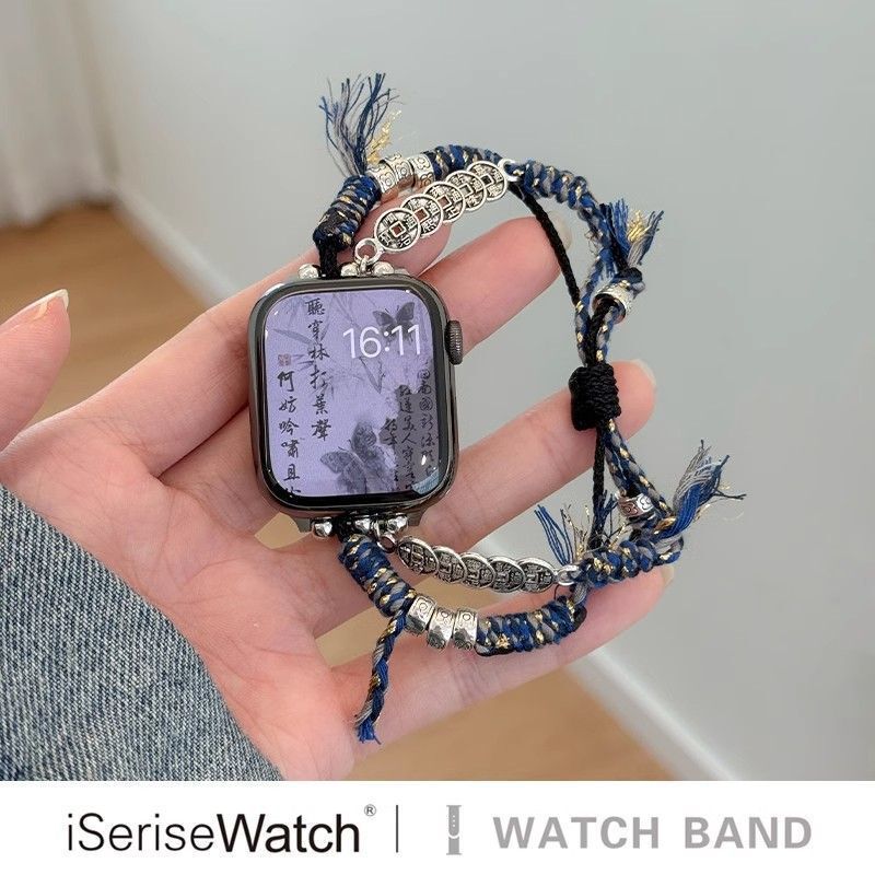 Suitable for Watch Strap Apple Watch Summer S8 Beaded Niche S7Se Woven Universal Type Huaqiangbei Accessible Luxury Simple Se