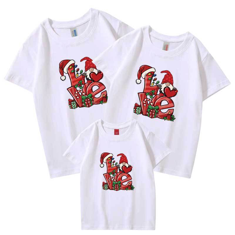 Comercio electrónico transfronterizo Traje de padre-hijo de regalo de Navidad europeo y americano nueva familia de tres camiseta madre-hijo manga corta sombrero de Navidad