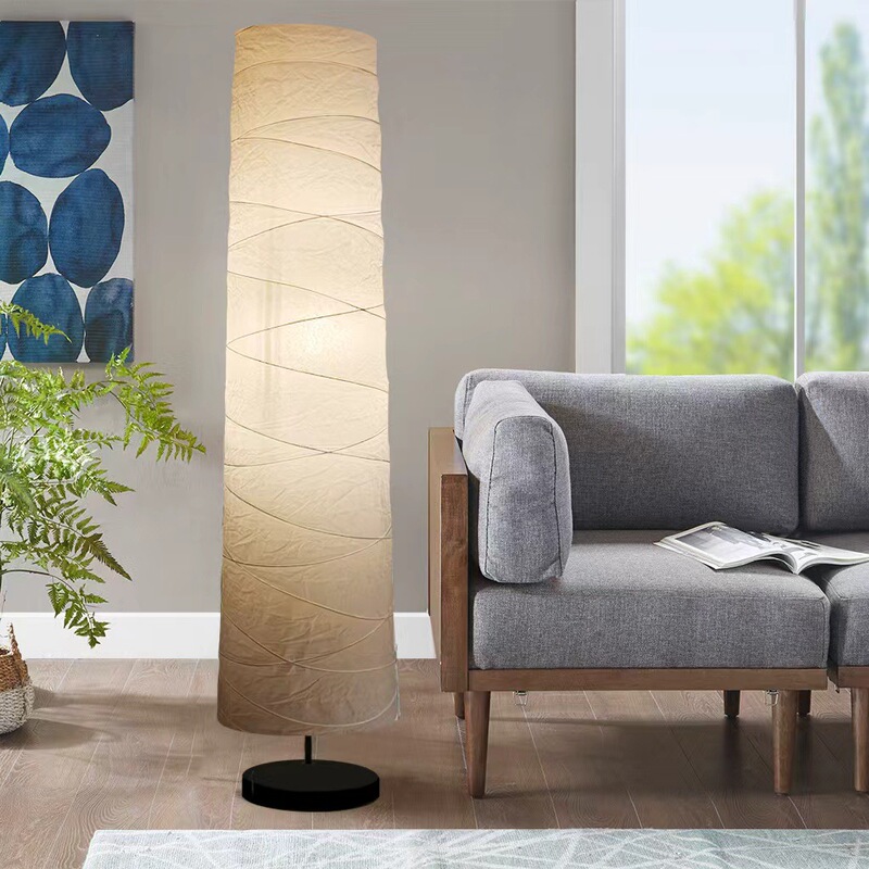 Nordic Creative Minimalist European-Style Paper Floor Lamp for Homestay and Hotel, Lampshade for Living Room, Bedroom, Study, Bedside Decoration Standing Lamp