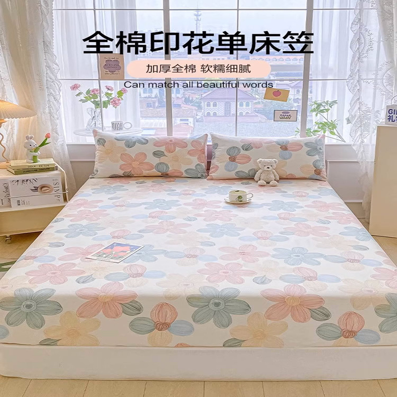 2025 nueva sábana de algodón puro de algodón de una sola pieza cubierta protectora de colchón de verano cubierta de cama cubierta antideslizante cubierta de polvo sábana