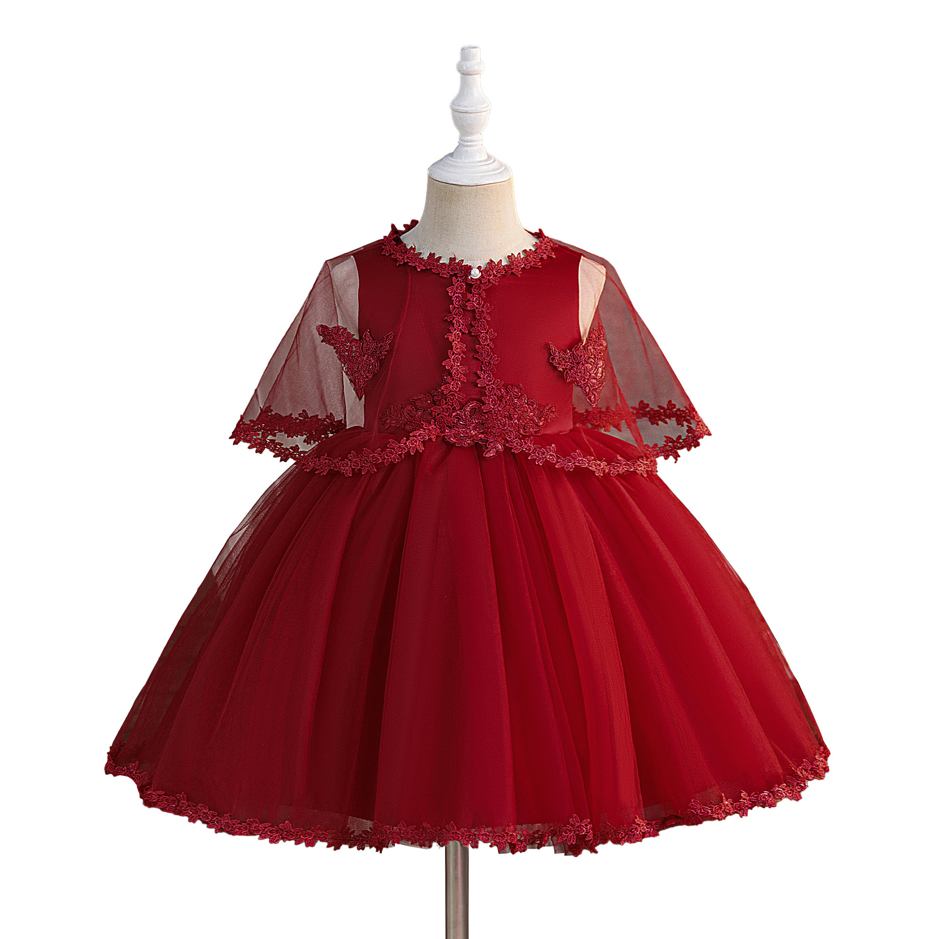 2025 Amazon nuevo vestido infantil de malla de encaje de dos piezas conjunto de vestido de princesa de fiesta de cumpleaños del bebé image 5