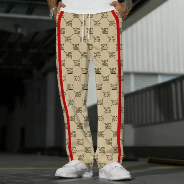 European and American cross-border men's trendy casual pants, fashionable versatile straight-leg pants, slim-fit light luxury sweatpants, sports pants