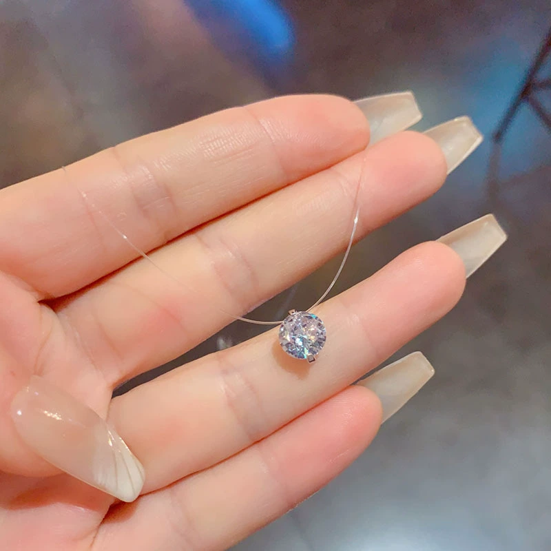 2025 Новое циркониевое ожерелье «Слезы русалки», женское нишевое легкое роскошное ожерелье интернет-знаменитости с невидимым бриллиантом, кулон на ключице, цепочка