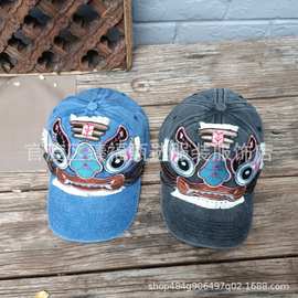 民族风水洗牛仔棉做旧牛仔帽虎头帽手工装饰盆帽鸭舌帽个性男女