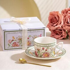 Xiangyanghuakai 高価値コーヒーカップとソーサーセットギフトボックスアフタヌーンティーセラミックマグお土産ニッチカップ
