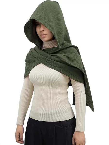 Medieval Linen Cotton Multifunctional Hooded Shawl Men and Women Fashion Shawl Hooded Scarf Vintage Gothic Clothing