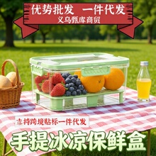 手提保鲜盒野餐冰块保温水果食品收纳储物冰盒批发保鲜盒户外露营