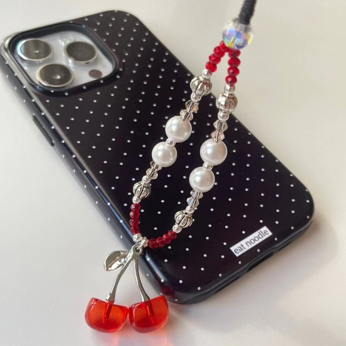 Cherry Pattern Sweet Style 1 Piece Sweet Cherry PVC Plastic Mobile Phone Chain