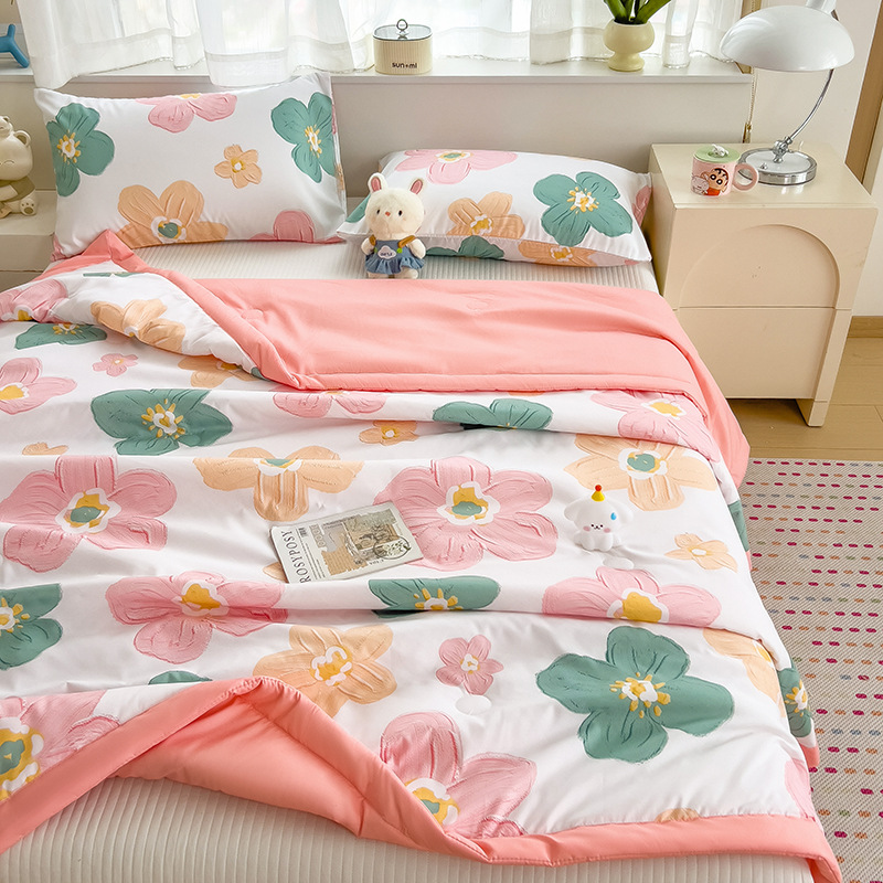 여름이불 - 핑크색 꽃 [시원하고 땀이 나지 않음]