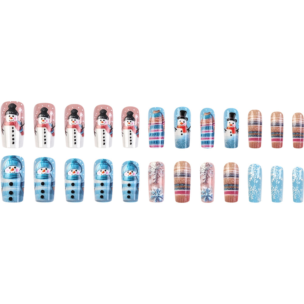 Comercio exterior venta caliente Navidad uñas en relieve parches de uñas de nieve atmósfera de vacaciones dulce usar parches de uñas
