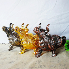 Flaming Red Zinc Alloy Plated Ox Symbolizing Fortune Ox Ashtray as a Gift for Securities and Finance Industry Professionals