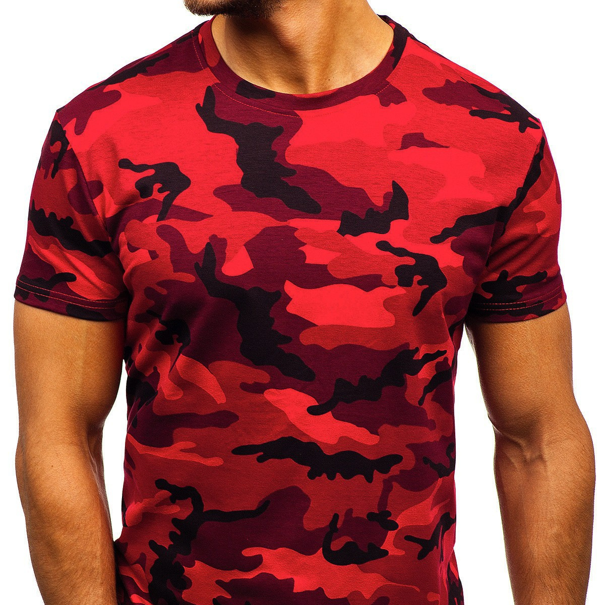 Camiseta de manga corta suelta transpirable de malla de todo fósforo de la calle principal con estampado digital 3D de camuflaje multicolor retro clásico