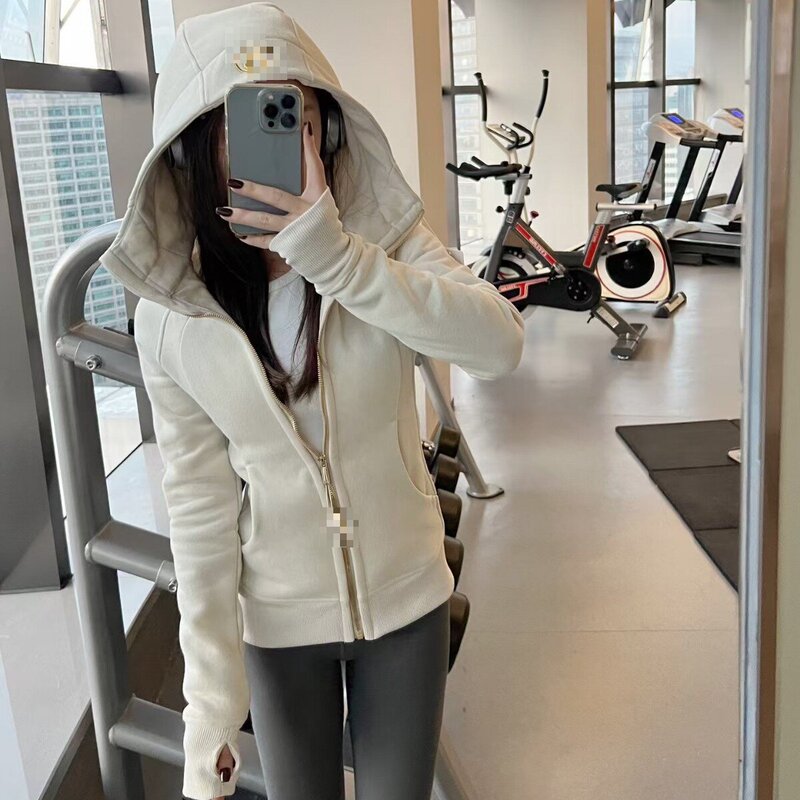 Lulu-Style Scuba Slim-Fit Sweatshirt, Yoga Jacket, Casual Sports Fleece Long-Sleeve Top for Women with Logo Lulu-Style Scuba Slim-Fit Sweatshirt, Yoga Jacket, Casual Sports Fleece Long-Sleeve Top for Women with Logo