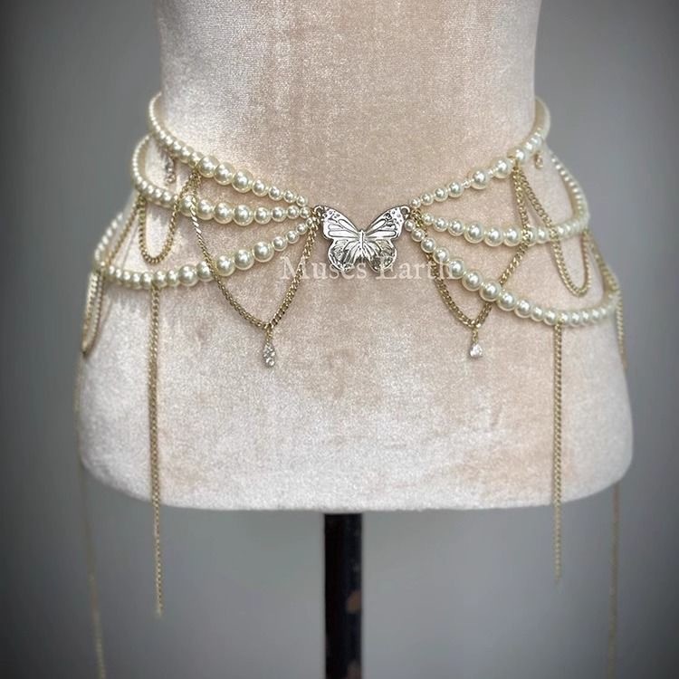 나비 진주 허리 체인