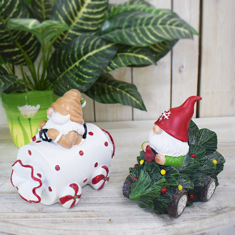 クロスボーダークリエイティブデスクトップオーナメント、樹脂製クリスマスコーン収穫祭キャンディーカート、手工芸品、ギフト家具装飾|undefined