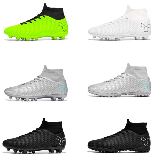 Cross-border high-top football shoes men and women children teenagers students TF broken nails artificial turf leather foot training sneaker