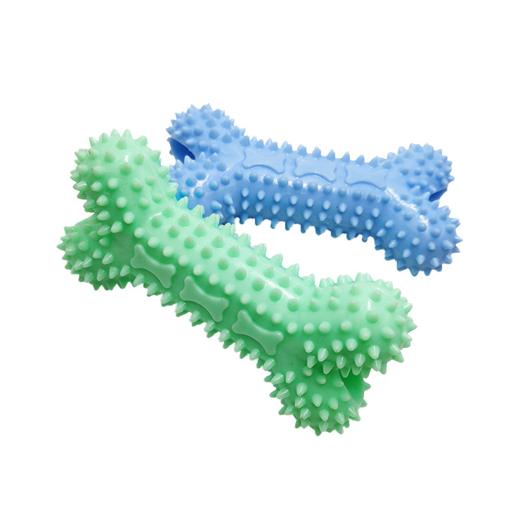 Fábrica al por mayor juguete para mascotas juguete mordedura de perro TPR material macaron perro diente molar limpieza cabeza de hueso juguete