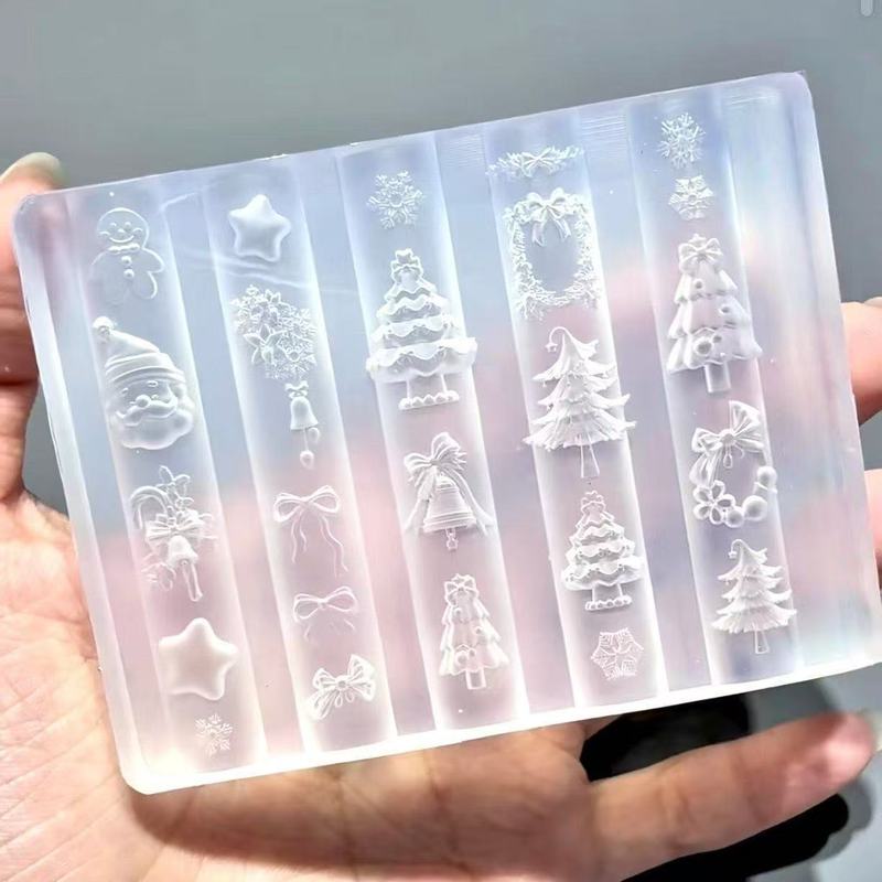 インターネット有名人クリスマスネイルアートシリコーン型 3D 立体彫刻サンタクロースクリスマスツリー接着剤ネイルジュエリー研削ツール|undefined