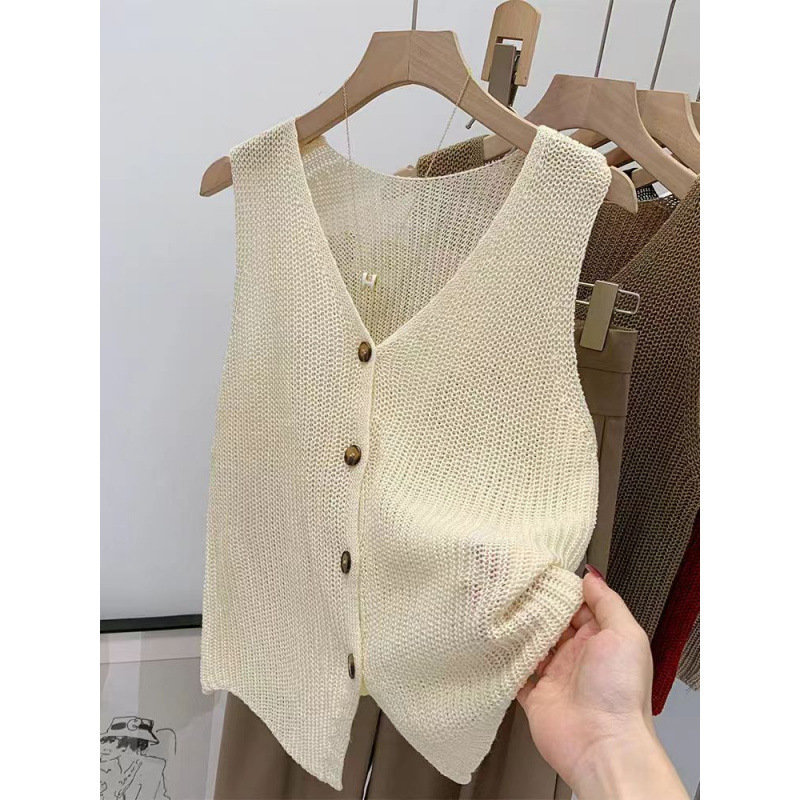 Xiaoxiangfeng Sleeveless Outer Wear Red Hollow Vest Vest Women's Summer New Style Unique and Beautiful Top