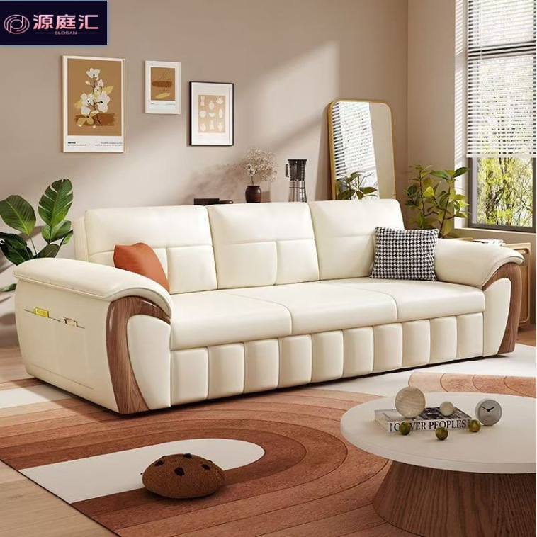 Simple and Elegant Sofa Bed for Small Apartments, Multifunctional for Sitting and Sleeping, Foldable for Living Room Use, with Integrated Storage and Scratch-Resistant Leather for Cats