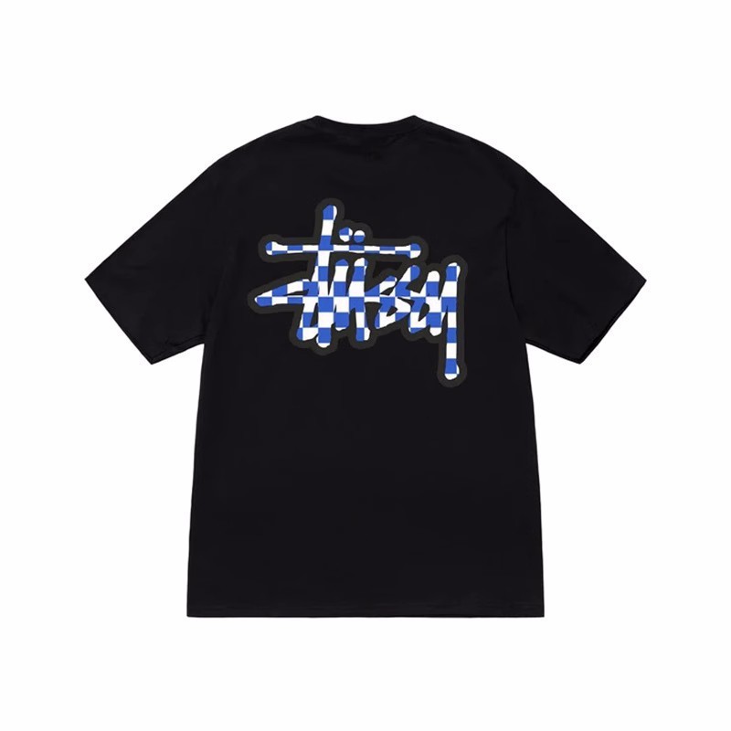 stussy ステューシー コントラストチェック柄プリント 半袖 夏新作 トレンド ブランド 男女同型 半袖 Tシャツ|undefined