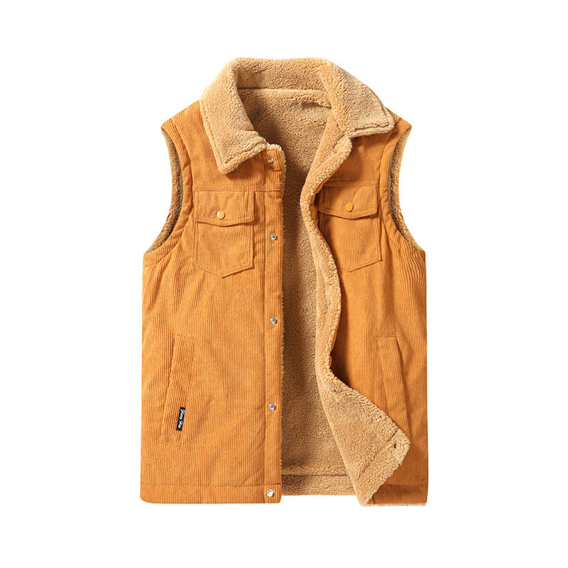 Lammweste für Männer im Winter, Fleece sorgt für zusätzliche Wärme. 2023 Weste für ältere Menschen mittleren Alters, mit Kragen und mehreren Taschen für_voghion.com