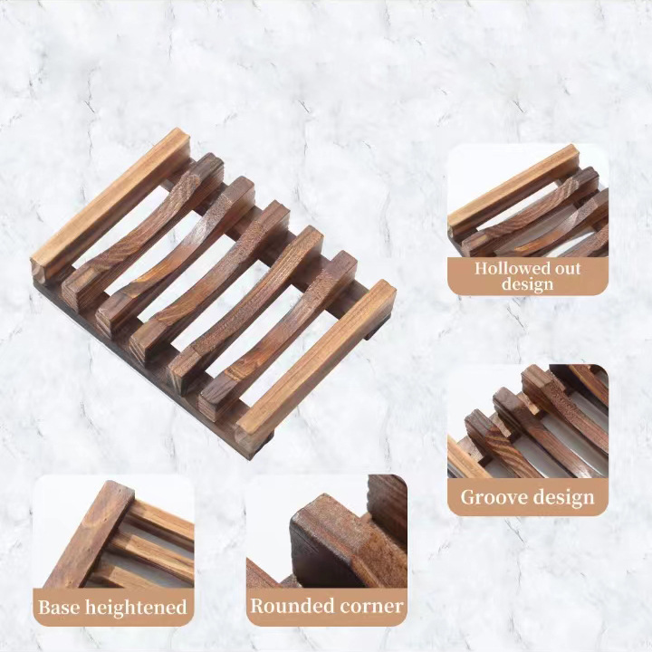 Solid Color Pattern Retro Style Retro Solid Color Wood Soap Holder
