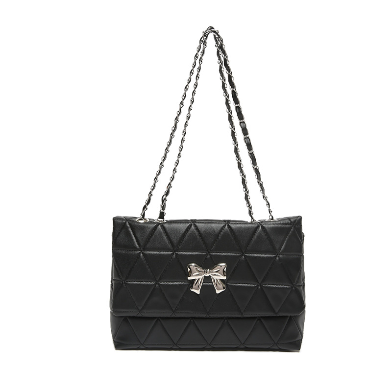 Bolso de cadena de diamantes bolso de mensajero femenino 2024 nuevo estilo de verano de gran capacidad color sólido estilo occidental pequeño bolso cuadrado de un solo hombro