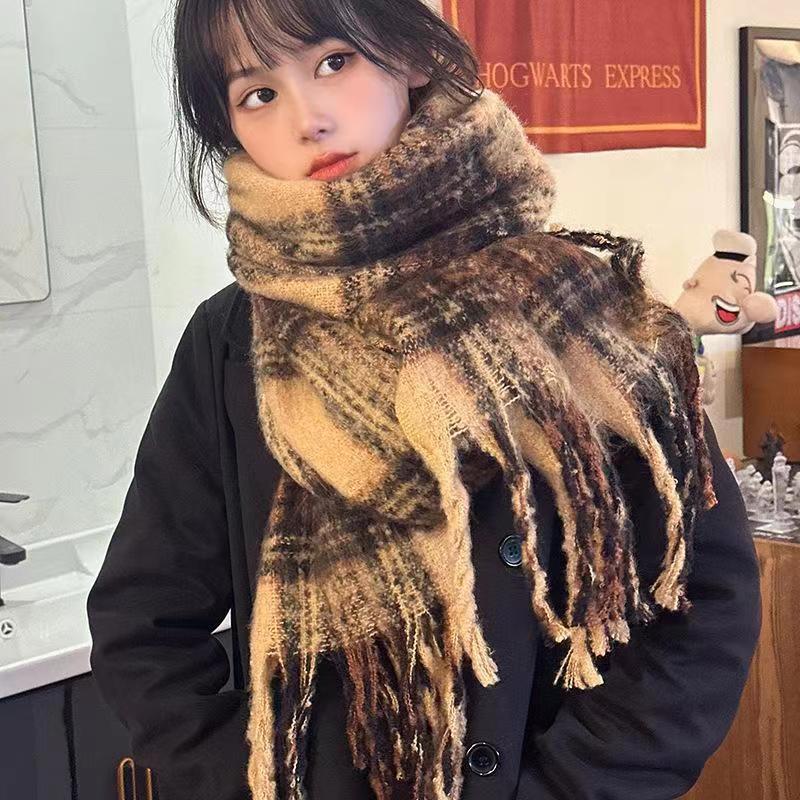 Melads neue Atmosphäre kariert ist vielseitig Frauen, mit einem Studentenschal mit vergrößerten Quasten und extra dick_voghion.com