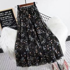 シフォンの花のスカートの新型のハイウエストはやせています。