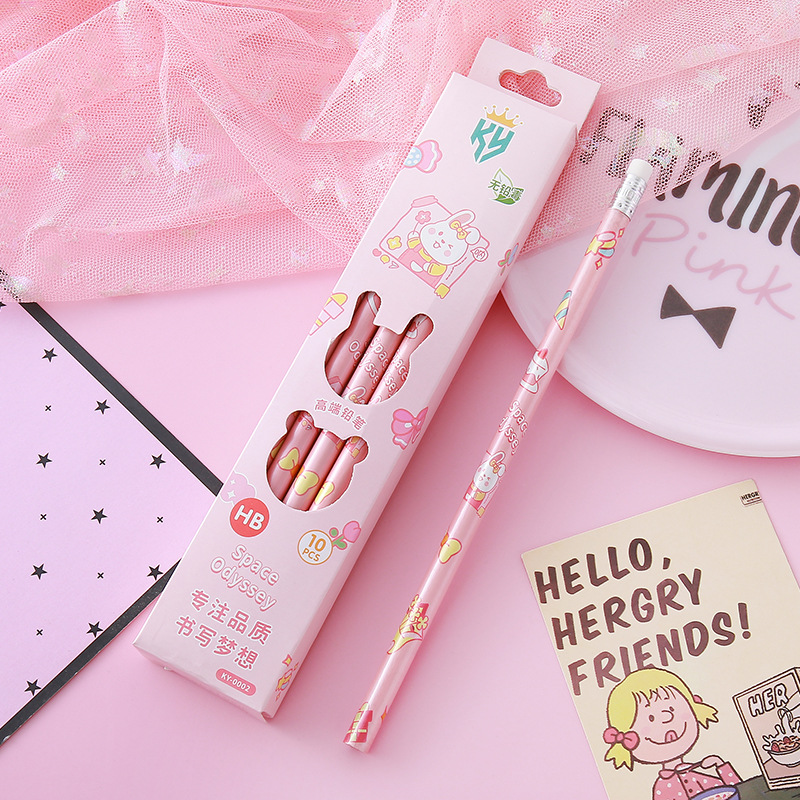 Lápices de caja de alto valor Papelería creativa Herramientas de escritura para estudiantes Práctica de caligrafía Lápiz de madera Lápiz triangular circular