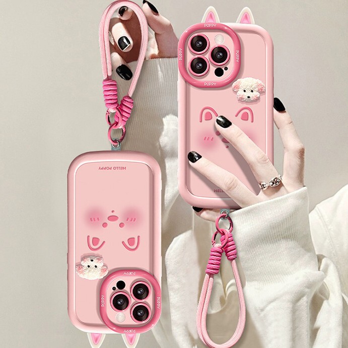 适用苹果16promax手机壳iphone13小狗公仔挂绳15可爱14软硅胶12女|undefined