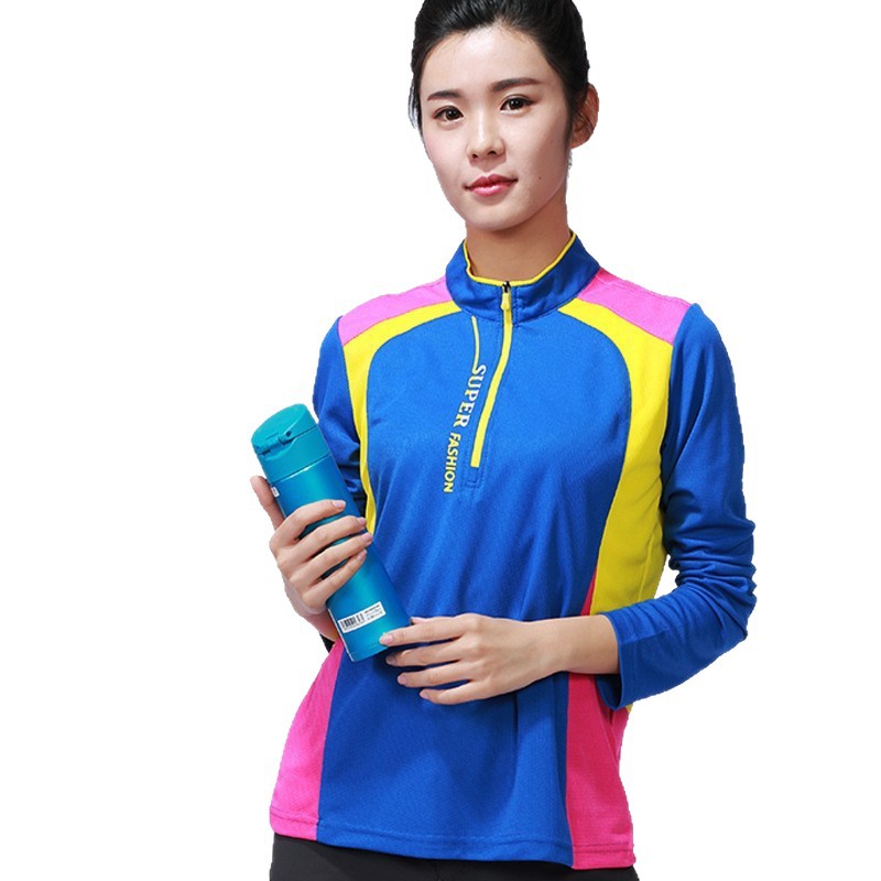 Primavera y verano, camisetas de manga larga para hombres, nuevos trajes de montaña al aire libre, camisetas deportivas de cuello vertical, camisetas de mujer de color cruzado image 6
