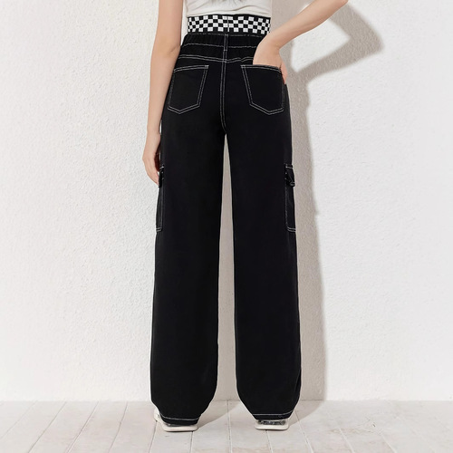 New Women's Y2K 2025 Color-blocked Wide-leg Jeans Amazon AliExpress Workwear Exclusive