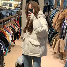 现H2025冬季新款韩国东大门OU*CE连帽拉链新国标90鸭绒羽绒服外套