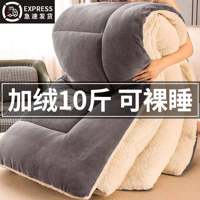 羊羔绒被子冬被加厚保暖牛奶绒珊瑚绒春秋被学生宿舍单人棉被被芯