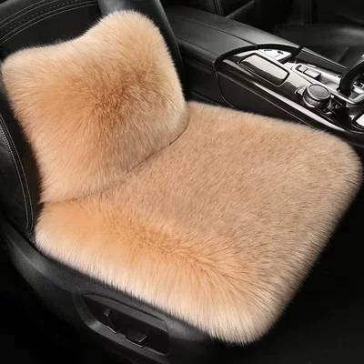 Cushion Rear Long Wool Single-Piece, Wool pad - bean-paste-color-single-seat-lumbar-support