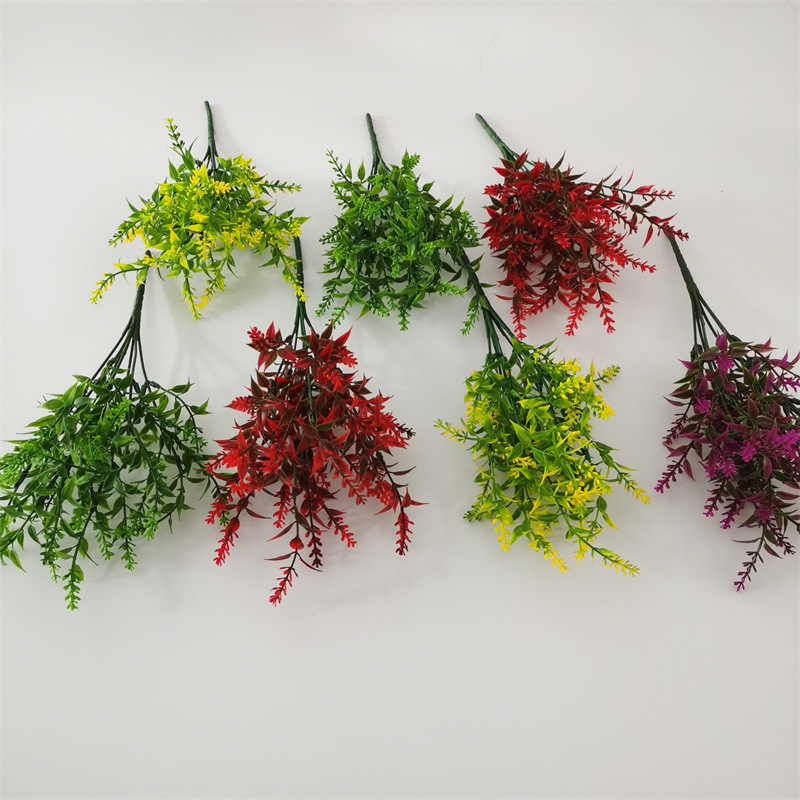 跨境直供仿真花薰衣草花束 7叉尖葉穗假花綠植塑料花室內擺放裝飾