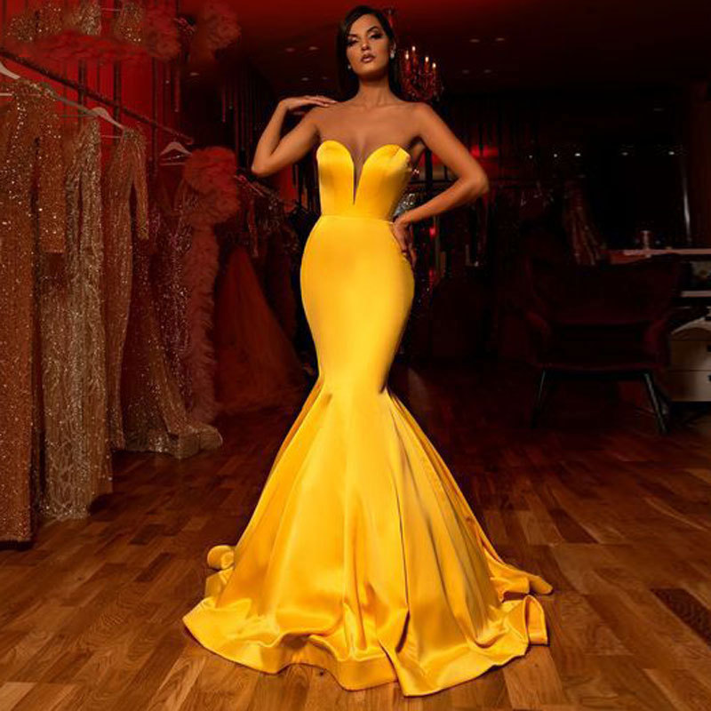 Comercio exterior europeo y americano Amazon AliExpress deseo de las mujeres vestido de noche sexy tubo superior vestido de cola de pescado slim fit adelgazamiento image 1