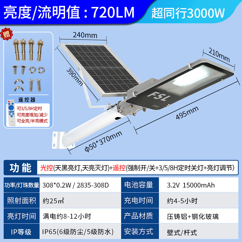 Foshan iluminación nueva luz solar al aire libre luz de patio super brillante iluminación de inducción impermeable rural led farola