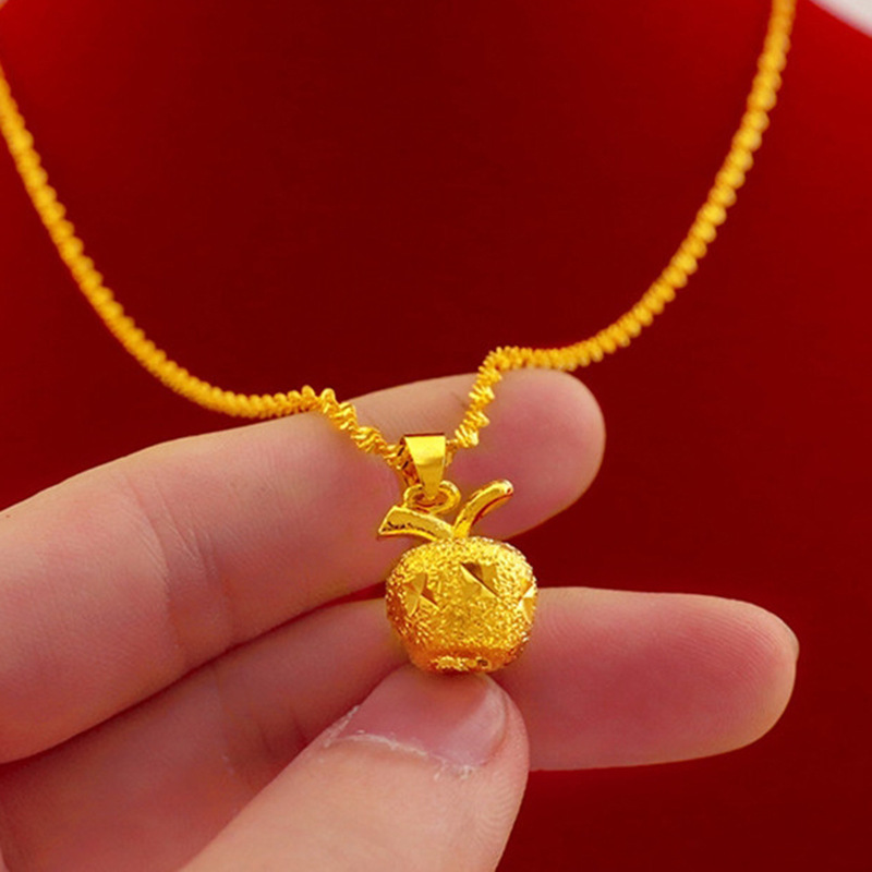 黃銅鍍金蘋果吊墜 越南沙金水波紋項鏈微商爆款混批現貨廠家直供