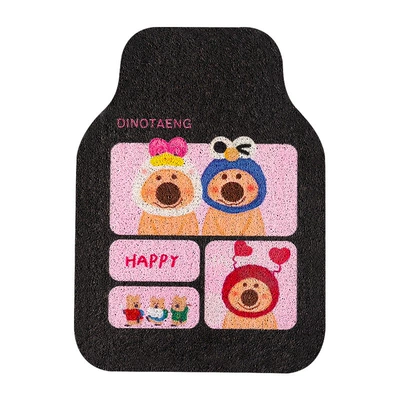 Avtomobil döşəmə paspasları girl car anti-dirty foot mat - happy-love-pepper-bear-silk-circle-foot-pad-front-1-64548cm-front-silk-circle