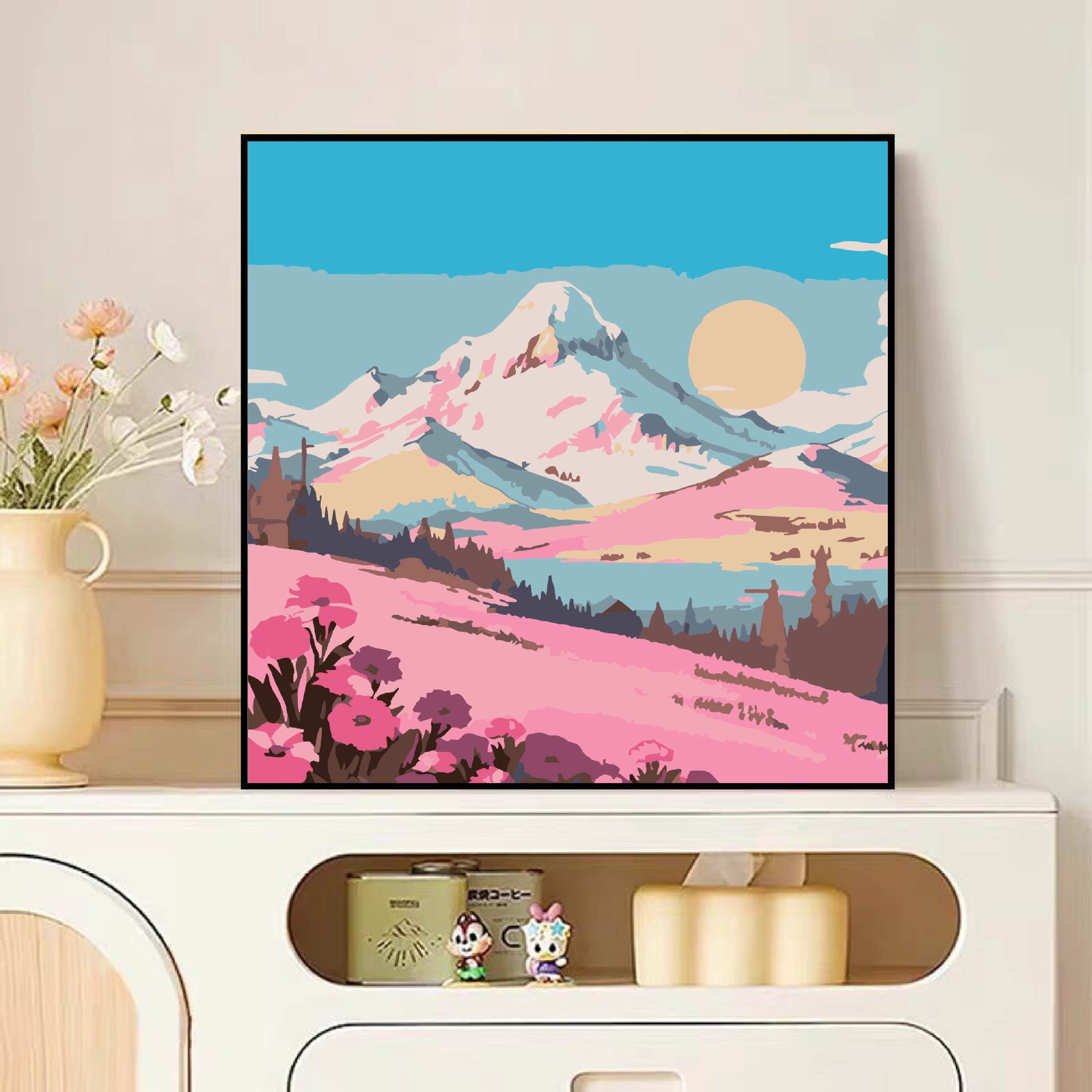 Diy pintura al óleo digital dibujos animados para niños pinturas acrílicas pintadas a mano pinturas de tamaño pequeño pinturas al óleo pintadas de color simple descompresión