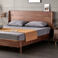 实木床黑胡桃木原木现代简约北欧风轻奢1.8米婚床日式主卧双人床